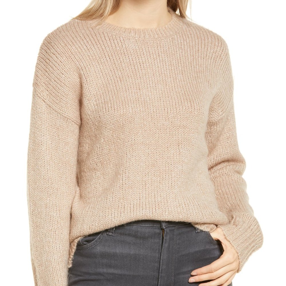 Women's Cotton Emporium Long Sleeve Crewneck Sweater Beige Tan , Size Medium NWT